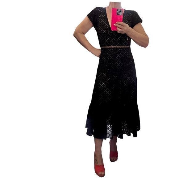 MICHAEL Michael Kors Eyelet Midi Flare Black - NWT - Picture 1 of 8